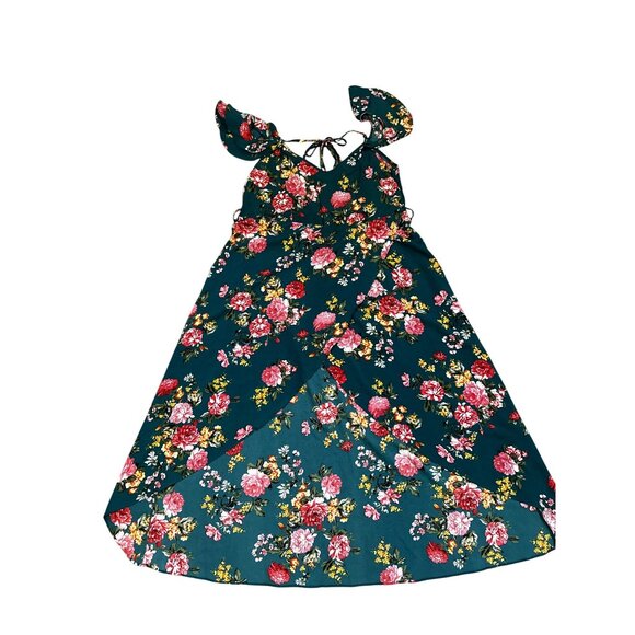 CCC Sexy Sheer Floral Hi Low Cold Shoulder Maxi Sun Dress Size Medium - Picture 5 of 9